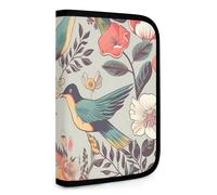 QMNRTK Bird And Flower Pattern Multifunctional Compact Wallet Id Stronghold Waltlet Credit Card Holder Wallet Zipper Leather Case Purse Rfid Blocking Bifold Wallet for Men Women, style, One Size