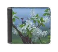 QMNRTK Bird Cherry Blossom Leather Wallet Bifold Wallet for Men Women Rfid Blocking Bifold, Extra Capacity Ultra Strong Stitching Slim Billfold with 8 Card Slots, style, One Size