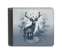 QMNRTK Bird Standing on Antlers Leather Wallet Bifold Wallet for Men Women Rfid Blocking Bifold, Extra Capacity Ultra Strong Stitching Slim Billfold with 8 Card Slots, style, One Size