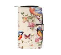 QMNRTK Birds on Branches And Butterflies Credit Card Wallet Rfid Blocking Slim Bifold Genuine Leather Minimalist Front Pocket Wallets Keychain Wallet for Men And Women, style, 19.7x11x3.5cm