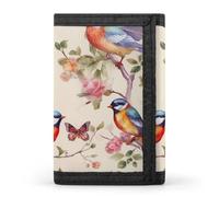 QMNRTK Birds on Branches And Butterflies Triple Fold Wallet,Slim Wallet Personalized Engraved Rfid Blocking Wallet for Men And Women, style, One Size