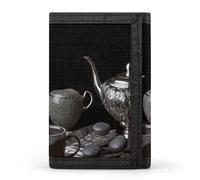 QMNRTK Black Afternoon Tea Triple Fold Wallet,Slim Wallet Personalized Engraved Rfid Blocking Wallet for Men And Women, style, One Size