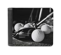 QMNRTK Black And White Golf Leather Wallet Bifold Wallet for Men Women Rfid Blocking Bifold, Extra Capacity Ultra Strong Stitching Slim Billfold with 8 Card Slots, style, One Size