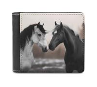 QMNRTK Black And White Horses Leather Wallet Bifold Wallet for Men Women Rfid Blocking Bifold, Extra Capacity Ultra Strong Stitching Slim Billfold with 8 Card Slots, style, One Size