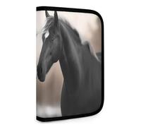 QMNRTK Black And White Horses Multifunctional Compact Wallet Id Stronghold Waltlet Credit Card Holder Wallet Zipper Leather Case Purse Rfid Blocking Bifold Wallet for Men Women, style, One Size