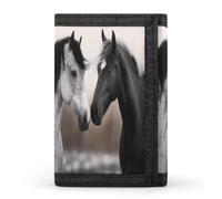QMNRTK Black And White Horses Triple Fold Wallet,Slim Wallet Personalized Engraved Rfid Blocking Wallet for Men And Women, style, One Size