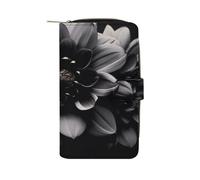 QMNRTK Black Flower Credit Card Wallet Rfid Blocking Slim Bifold Genuine Leather Minimalist Front Pocket Wallets Keychain Wallet for Men And Women, style, 19.7x11x3.5cm