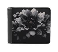 QMNRTK Black Flower Leather Wallet Bifold Wallet for Men Women Rfid Blocking Bifold, Extra Capacity Ultra Strong Stitching Slim Billfold with 8 Card Slots, style, One Size