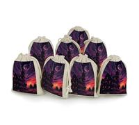 QMNRTK Black Haunted House 8 PCS Muslin Bags with Drawstring Sachet Bags Empty Small Cotton Drawstring Bag Muslin Reusable & Washable Cotton Bag for Herb Spice Candy Soap Jewelry Wedding Gift Pouches