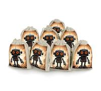 QMNRTK Black Robot 8 PCS Muslin Bags with Drawstring Sachet Bags Empty Small Cotton Drawstring Bag Muslin Reusable & Washable Cotton Bag for Herb Spice Candy Soap Jewelry Wedding Gift Pouches