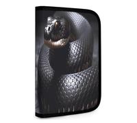 QMNRTK Black Snake Multifunctional Compact Wallet Id Stronghold Waltlet Credit Card Holder Wallet Zipper Leather Case Purse Rfid Blocking Bifold Wallet for Men Women, style, One Size