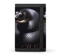 QMNRTK Black Snake Triple Fold Wallet,Slim Wallet Personalized Engraved Rfid Blocking Wallet for Men And Women, style, One Size