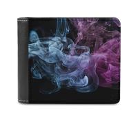 QMNRTK Blue And Purple Smoke Leather Wallet Bifold Wallet for Men Women Rfid Blocking Bifold, Extra Capacity Ultra Strong Stitching Slim Billfold with 8 Card Slots, style, One Size