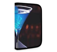 QMNRTK Blue Cocktail Multifunctional Compact Wallet Id Stronghold Waltlet Credit Card Holder Wallet Zipper Leather Case Purse Rfid Blocking Bifold Wallet for Men Women, style, One Size