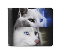 QMNRTK Blue Eyes Animals Leather Wallet Bifold Wallet for Men Women Rfid Blocking Bifold, Extra Capacity Ultra Strong Stitching Slim Billfold with 8 Card Slots, style, One Size