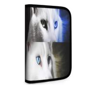 QMNRTK Blue Eyes Animals Multifunctional Compact Wallet Id Stronghold Waltlet Credit Card Holder Wallet Zipper Leather Case Purse Rfid Blocking Bifold Wallet for Men Women, style, One Size