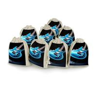 QMNRTK Blue Guitar 8 PCS Muslin Bags with Drawstring Sachet Bags Empty Small Cotton Drawstring Bag Muslin Reusable & Washable Cotton Bag for Herb Spice Candy Soap Jewelry Wedding Gift Pouches