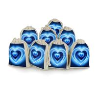 QMNRTK Blue Heart 8 PCS Muslin Bags with Drawstring Sachet Bags Empty Small Cotton Drawstring Bag Muslin Reusable & Washable Cotton Bag for Herb Spice Candy Soap Jewelry Wedding Gift Pouches