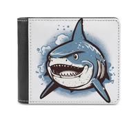 QMNRTK Blue Shark Pictures Leather Wallet Bifold Wallet for Men Women Rfid Blocking Bifold, Extra Capacity Ultra Strong Stitching Slim Billfold with 8 Card Slots, style, One Size