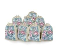 QMNRTK Blue Style Flowers 8 PCS Muslin Bags with Drawstring Sachet Bags Empty Small Cotton Drawstring Bag Muslin Reusable & Washable Cotton Bag for Herb Spice Candy Soap Jewelry Wedding Gift Pouches