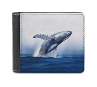 QMNRTK Blue Whale Leather Wallet Bifold Wallet for Men Women Rfid Blocking Bifold, Extra Capacity Ultra Strong Stitching Slim Billfold with 8 Card Slots, style, One Size