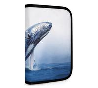 QMNRTK Blue Whale Multifunctional Compact Wallet Id Stronghold Waltlet Credit Card Holder Wallet Zipper Leather Case Purse Rfid Blocking Bifold Wallet for Men Women, style, One Size