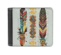 QMNRTK Bohemian Feather Leather Wallet Bifold Wallet for Men Women Rfid Blocking Bifold, Extra Capacity Ultra Strong Stitching Slim Billfold with 8 Card Slots, style, One Size