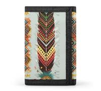 QMNRTK Bohemian Feather Triple Fold Wallet,Slim Wallet Personalized Engraved Rfid Blocking Wallet for Men And Women, style, One Size