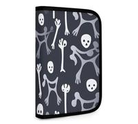 QMNRTK Bone Pattern Multifunctional Compact Wallet Id Stronghold Waltlet Credit Card Holder Wallet Zipper Leather Case Purse Rfid Blocking Bifold Wallet for Men Women, style, One Size