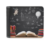 QMNRTK Book Blackboard Leather Wallet Bifold Wallet for Men Women Rfid Blocking Bifold, Extra Capacity Ultra Strong Stitching Slim Billfold with 8 Card Slots, style, One Size