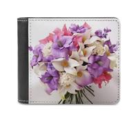 QMNRTK Bunch of Flowers Leather Wallet Bifold Wallet for Men Women Rfid Blocking Bifold, Extra Capacity Ultra Strong Stitching Slim Billfold with 8 Card Slots, style, One Size