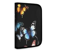 QMNRTK Butterflies on Black Background Multifunctional Compact Wallet Id Stronghold Waltlet Credit Card Holder Wallet Zipper Leather Case Purse Rfid Blocking Bifold Wallet for Men Women, style, One