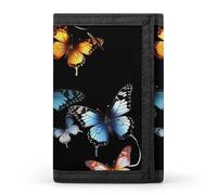 QMNRTK Butterflies on Black Background Triple Fold Wallet,Slim Wallet Personalized Engraved Rfid Blocking Wallet for Men And Women, style, One Size