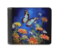 QMNRTK Butterfly And Flower Leather Wallet Bifold Wallet for Men Women Rfid Blocking Bifold, Extra Capacity Ultra Strong Stitching Slim Billfold with 8 Card Slots, style, One Size