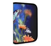 QMNRTK Butterfly And Flower Multifunctional Compact Wallet Id Stronghold Waltlet Credit Card Holder Wallet Zipper Leather Case Purse Rfid Blocking Bifold Wallet for Men Women, style, One Size