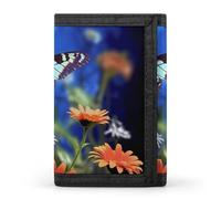 QMNRTK Butterfly And Flower Triple Fold Wallet,Slim Wallet Personalized Engraved Rfid Blocking Wallet for Men And Women, style, One Size