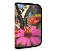 QMNRTK Butterfly And Flower1 Multifunctional Compact Wallet Id Stronghold Waltlet Credit Card Holder Wallet Zipper Leather Case Purse Rfid Blocking Bifold Wallet for Men Women, style, One Size