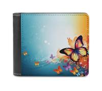 QMNRTK Butterfly Background Leather Wallet Bifold Wallet for Men Women Rfid Blocking Bifold, Extra Capacity Ultra Strong Stitching Slim Billfold with 8 Card Slots, style, One Size
