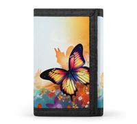 QMNRTK Butterfly Background Triple Fold Wallet,Slim Wallet Personalized Engraved Rfid Blocking Wallet for Men And Women, style, One Size
