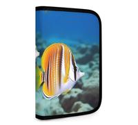 QMNRTK Butterfly Fish Multifunctional Compact Wallet Id Stronghold Waltlet Credit Card Holder Wallet Zipper Leather Case Purse Rfid Blocking Bifold Wallet for Men Women, style, One Size