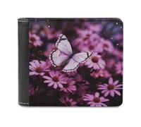 QMNRTK Butterfly Flower Leather Wallet Bifold Wallet for Men Women Rfid Blocking Bifold, Extra Capacity Ultra Strong Stitching Slim Billfold with 8 Card Slots, style, One Size