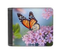 QMNRTK Butterfly for Flowers Leather Wallet Bifold Wallet for Men Women Rfid Blocking Bifold, Extra Capacity Ultra Strong Stitching Slim Billfold with 8 Card Slots, style, One Size
