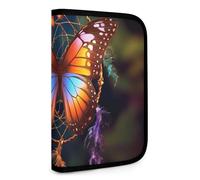 QMNRTK Butterfly Multifunctional Compact Wallet Id Stronghold Waltlet Credit Card Holder Wallet Zipper Leather Case Purse Rfid Blocking Bifold Wallet for Men Women, style, One Size