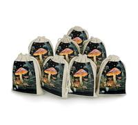 QMNRTK Butterfly Mushroom 8 PCS Muslin Bags with Drawstring Sachet Bags Empty Small Cotton Drawstring Bag Muslin Reusable & Washable Cotton Bag for Herb Spice Candy Soap Jewelry Wedding Gift Pouches