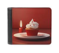 QMNRTK Cake And Candles Leather Wallet Bifold Wallet for Men Women Rfid Blocking Bifold, Extra Capacity Ultra Strong Stitching Slim Billfold with 8 Card Slots, style, One Size