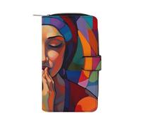 QMNRTK Calm Face Credit Card Wallet Rfid Blocking Slim Bifold Genuine Leather Minimalist Front Pocket Wallets Keychain Wallet for Men And Women, style, 19.7x11x3.5cm