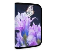 QMNRTK Campanula Butterflies Multifunctional Compact Wallet Id Stronghold Waltlet Credit Card Holder Wallet Zipper Leather Case Purse Rfid Blocking Bifold Wallet for Men Women, style, One Size
