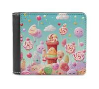 QMNRTK Candy Happy Leather Wallet Bifold Wallet for Men Women Rfid Blocking Bifold, Extra Capacity Ultra Strong Stitching Slim Billfold with 8 Card Slots, style, One Size