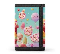 QMNRTK Candy Happy Triple Fold Wallet,Slim Wallet Personalized Engraved Rfid Blocking Wallet for Men And Women, style, One Size