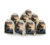 QMNRTK Canoe by The Water 8 PCS Muslin Bags with Drawstring Sachet Bags Empty Small Cotton Drawstring Bag Muslin Reusable & Washable Cotton Bag for Herb Spice Candy Soap Jewelry Wedding Gift Pouches